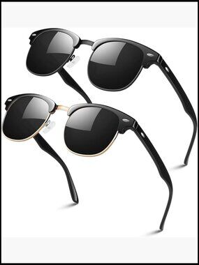 Polarized Semi Rimless Sunglasses, Classic Retro Shades, UV Protection